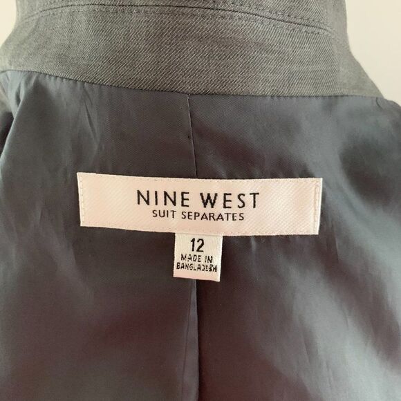 Nine West Women Blazer Size 12 Gray Suit Separates Single Button Office Church - Picture 6 of 8